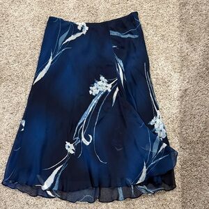 Navy Floral A-Line Ralph Lauren Skirt
